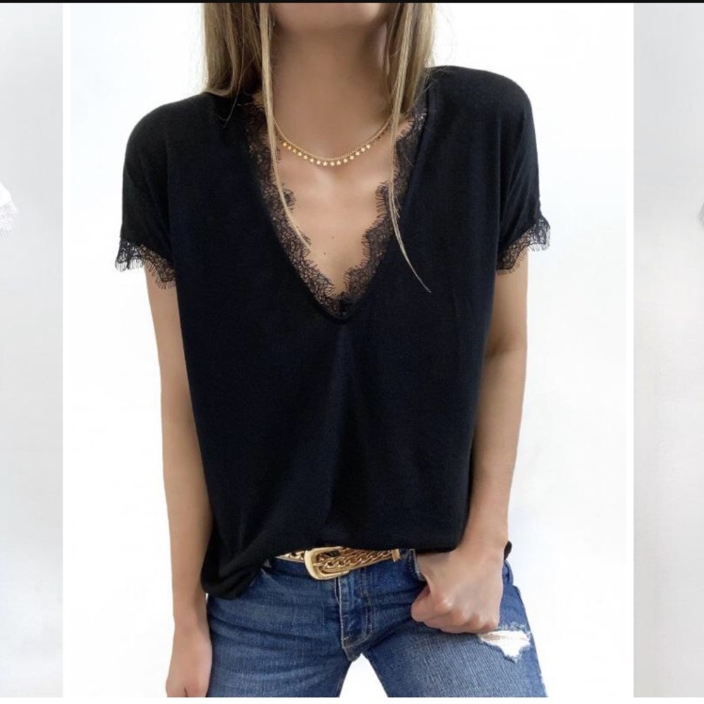 Spelesy Boutique lace t-shirt, Black NEW size S